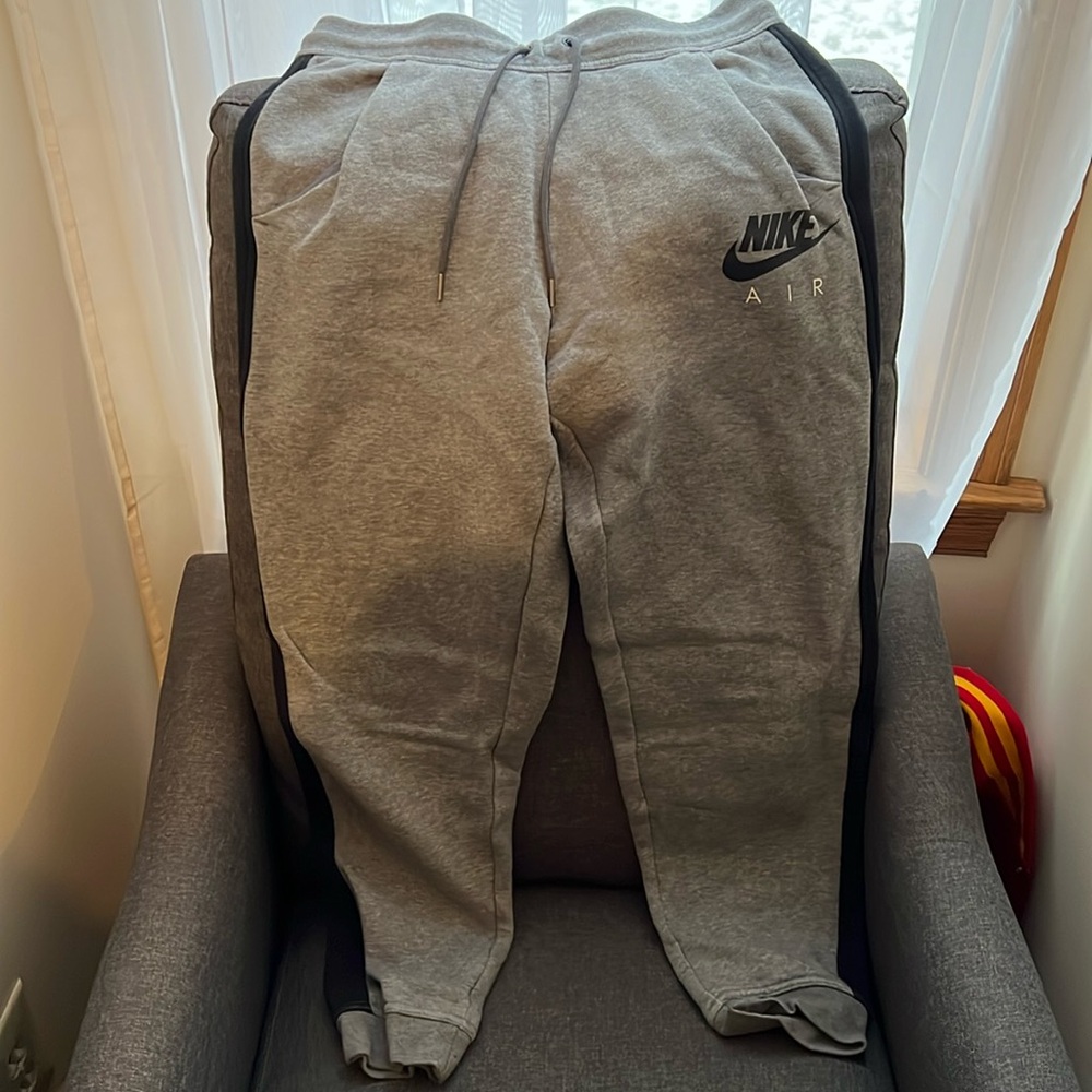 Nike Air Heather Gray Joggers with Black Stripes